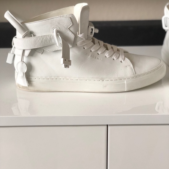 100mm White Buscemi hi tops - Picture 1 of 7